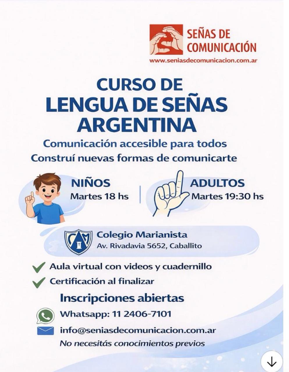Curso Lengua de Señas presencial niños y adultos 2026 Curso Lengua de Señas presencial niños y adultos 2026